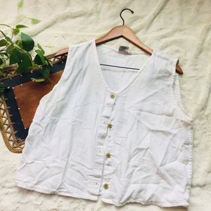 Vintage button linen vest